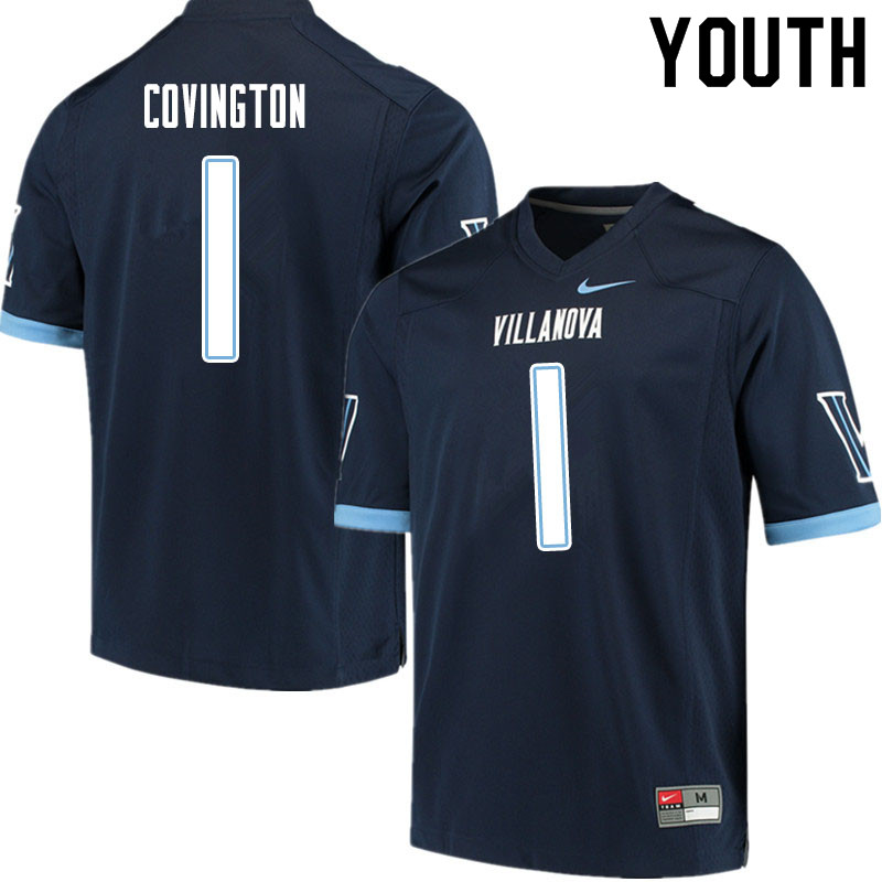 Youth #1 Justin Covington Villanova Wildcats College Football Jerseys Sale-Navy - Click Image to Close